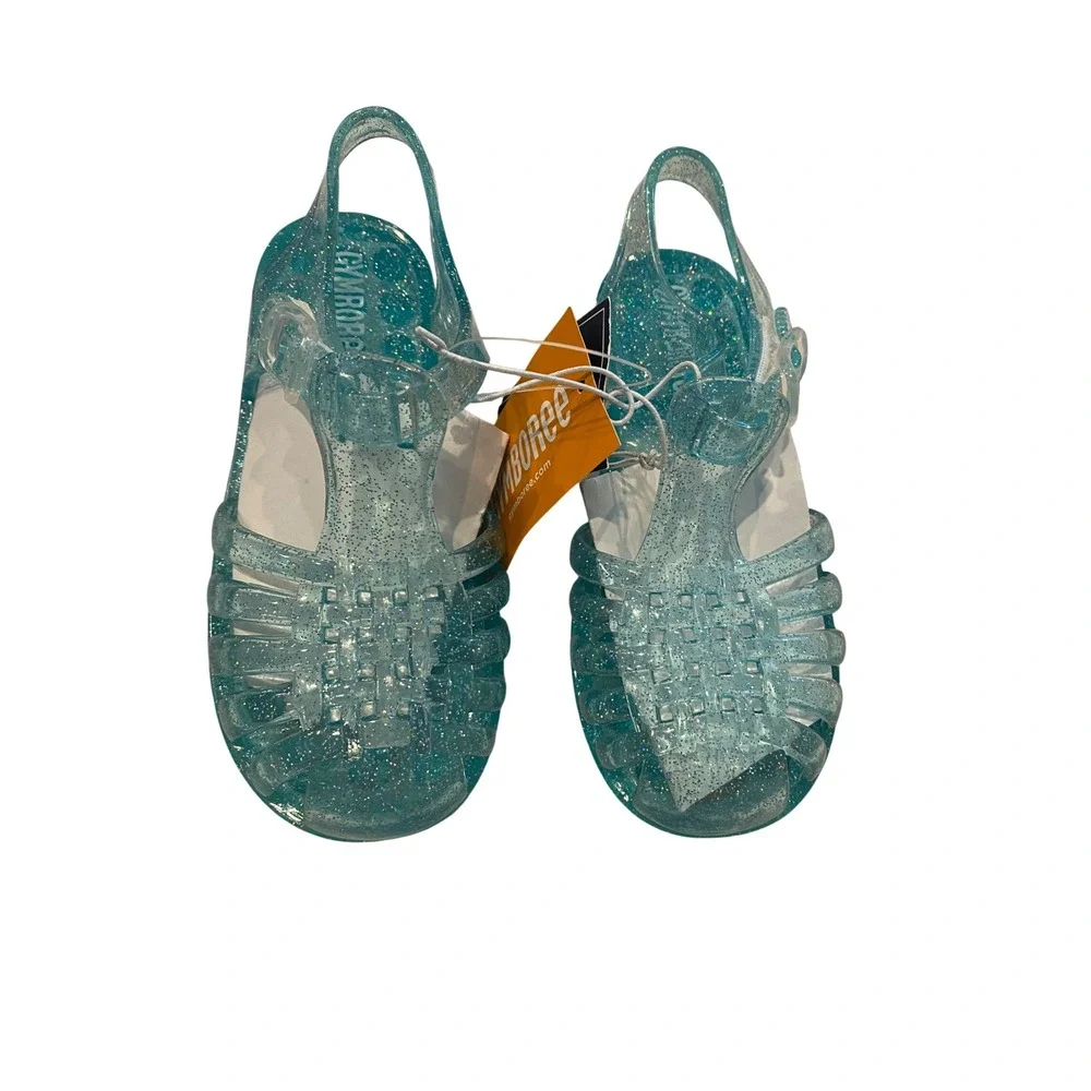 Gymboree Blue Glitter Jelly Sandals Toddler Size 9 Fisherman Shoes NWT‎